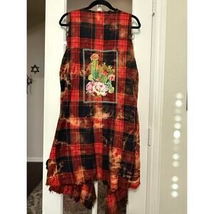 Savannah Jane duster vest southwestern grunge cactus embroidered raw edges Large